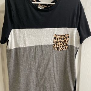 Striped cheetah print tshirt